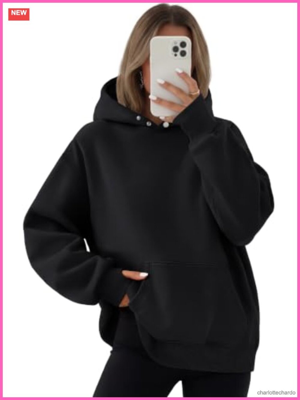 Oversized Fleece Hoodie Pullover Sweatshirt with Thumb Holes